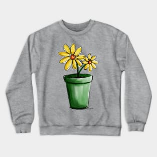 Yellow Potted Flowers Crewneck Sweatshirt